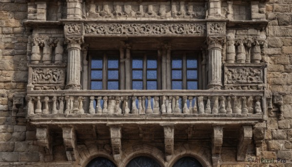 sky,indoors,no humans,window,night,traditional media,building,scenery,stairs,railing,painting (medium),graphite (medium),architecture,pillar,arch,column,outdoors,watermark,statue,gate