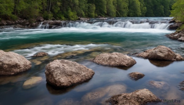 A waterfall amidst a vivid day