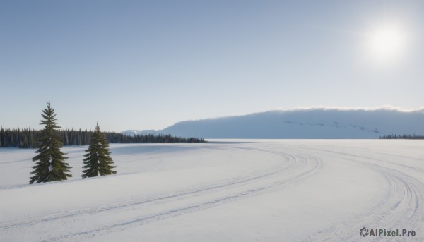 A landscape in a serene snowy day