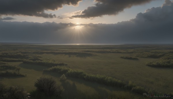 The serene presence of a landscape in a lush sunset day