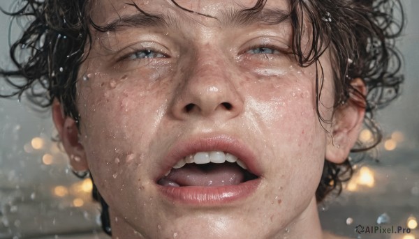 A stunning view of a male in rainy dynamic scene