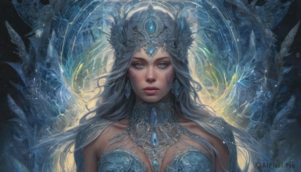 The wonder of a female in a peaceful dynamic scene
