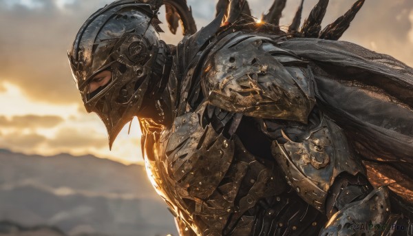 The allure of a male in a inviting sunset outdoors