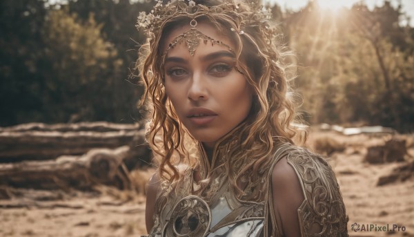 The wonder of a female in a picturesque day
