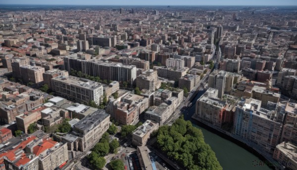 outdoors,tree,no humans,from above,building,scenery,city,road,cityscape,bridge,river,skyscraper,rooftop,real world location,sky,day,cloud,water,ocean,ground vehicle,motor vehicle,horizon,car,landscape