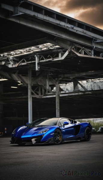 outdoors,sky,cloud,no humans,cloudy sky,ground vehicle,scenery,motor vehicle,car,road,vehicle focus,wheel,sports car,tire,solo