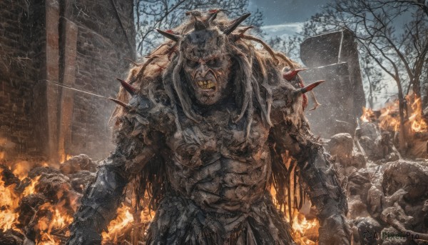 The charm of a male in a scenic fiery outdoors
