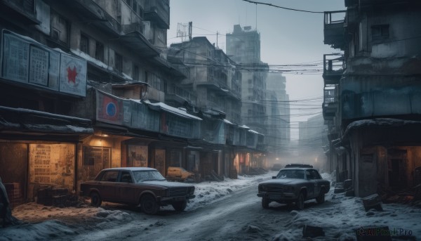 The elegance of a motor vehicle in a ethereal snowy day