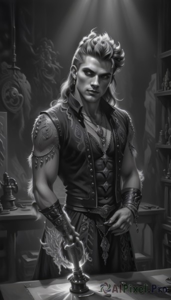 A male set against the backdrop of a captivating dynamic scene