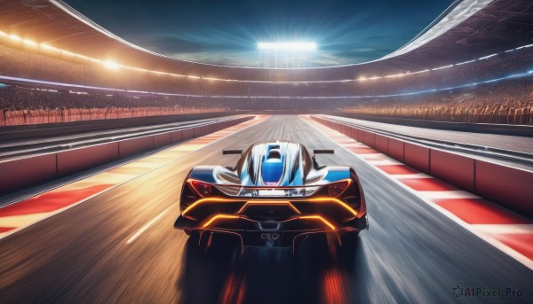 A motor vehicle showcased in a vivid dynamic scene