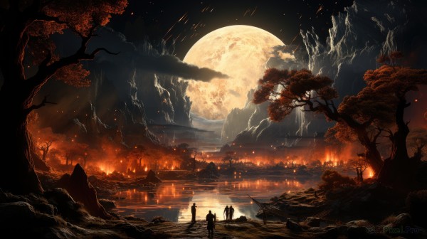 A idyllic male within a beautiful fiery outdoors
