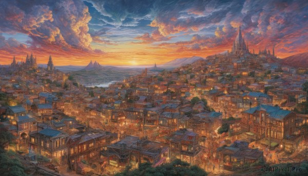 A landscape amidst a calm sunset outdoors