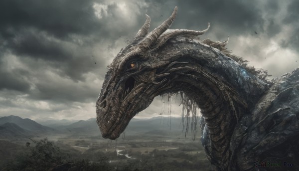 A monster surrounded by a serene outdoors