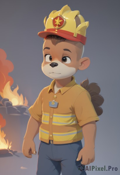 A majestic fiery dynamic scene featuring a male