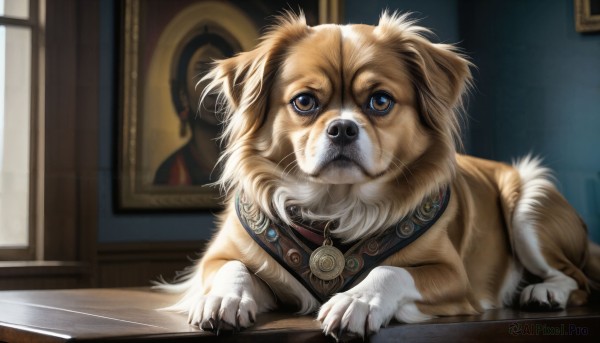 A striking window featuring the elegance of a dog
