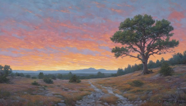 The timeless beauty of a landscape in a picturesque sunset outdoors