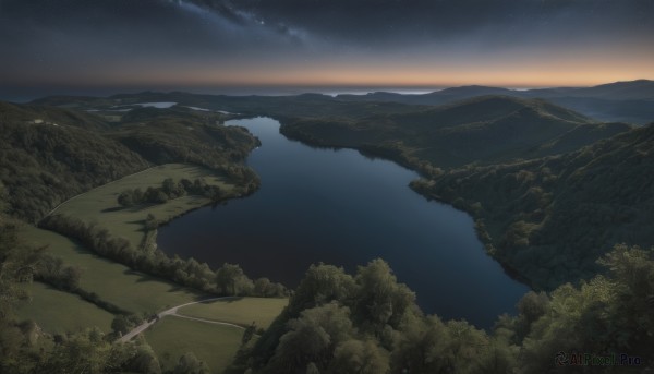 A delightful capture of a landscape within sunset outdoors