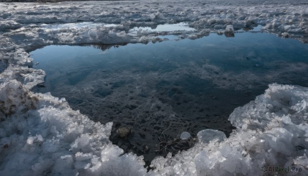 A stunning portrayal of a landscape in a calm snowy day