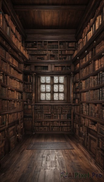 indoors,book,no humans,window,sunlight,scenery,wooden floor,stairs,bookshelf,library,ceiling,ladder,reflective floor,solo,chair,reflection,fantasy,door,candle