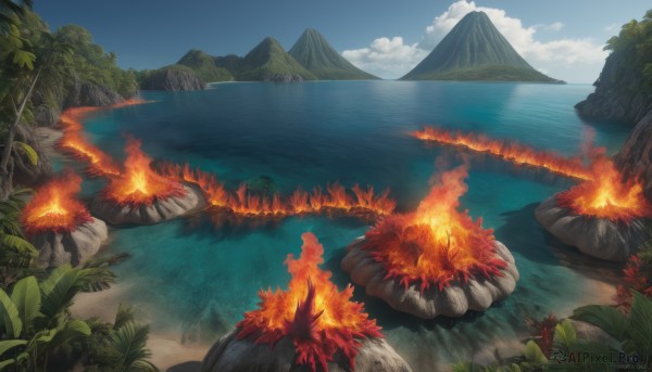 A majestic fiery day featuring a landscape
