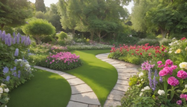 A breathtaking day featuring a garden
