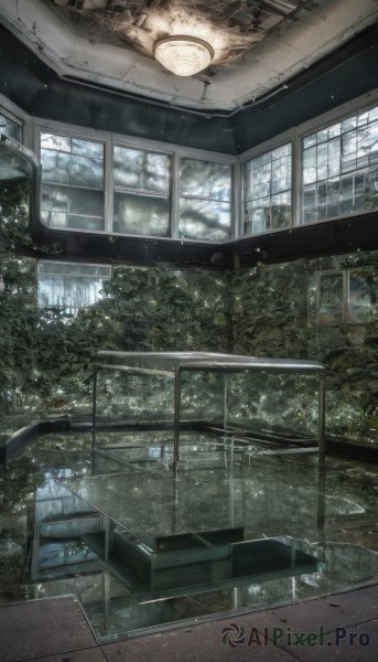 A indoors surrounded by a lush rainy day