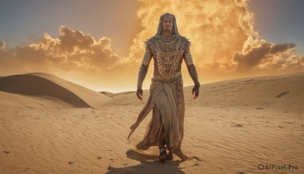 The allure of a male in a dynamic sunset outdoors