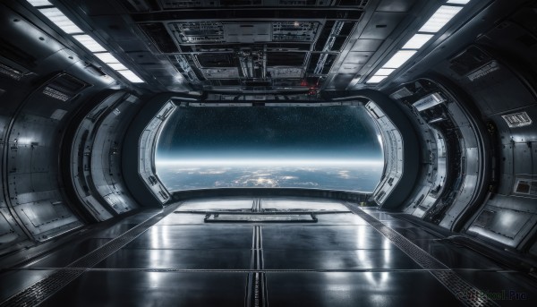 signature,no humans,window,scenery,reflection,science fiction,realistic,space,planet,spacecraft,indoors,machinery,cable,earth (planet),lights