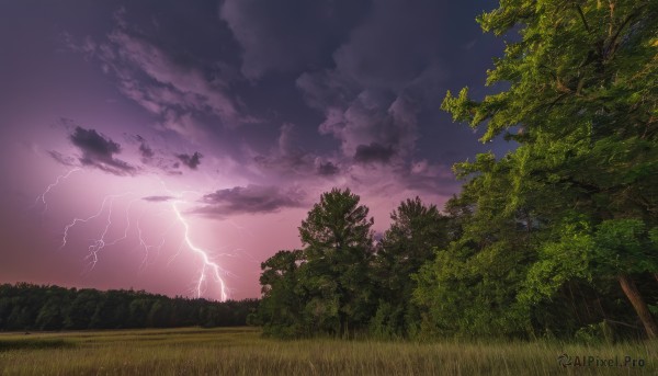 A lightning in the heart of a beautiful outdoors