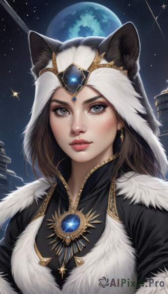 A female in a picturesque night sky