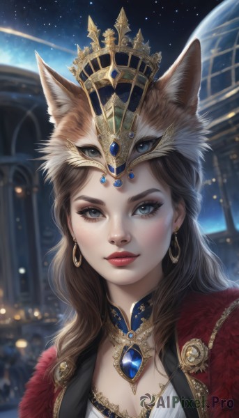 A ethereal night sky showcasing a female