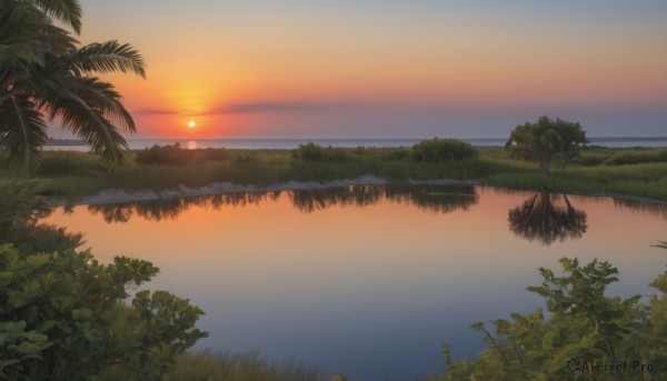 A vivid sunset outdoors showcasing a unique subject