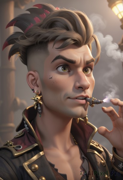 A idyllic male within a lush smoke