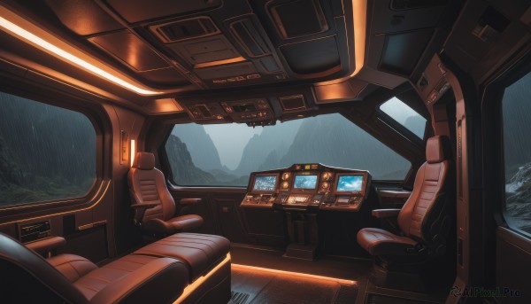 A unique view of a spacecraft in rainy scenery