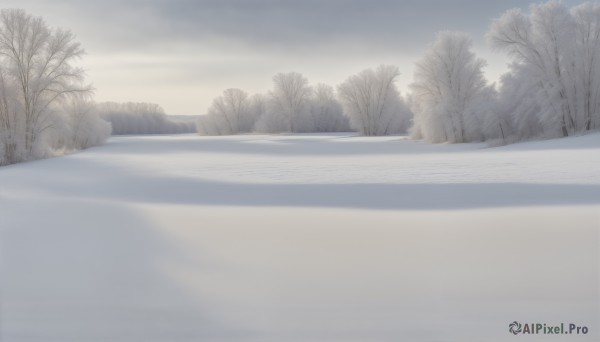 A landscape amidst a calm snowy day