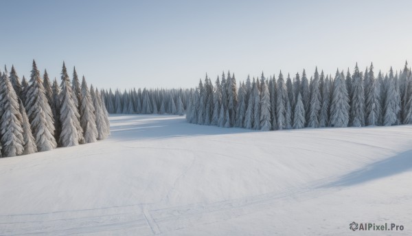 A landscape set against the backdrop of a serene snowy day