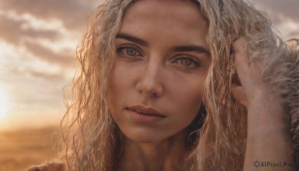 The allure of a female in a majestic sunset outdoors