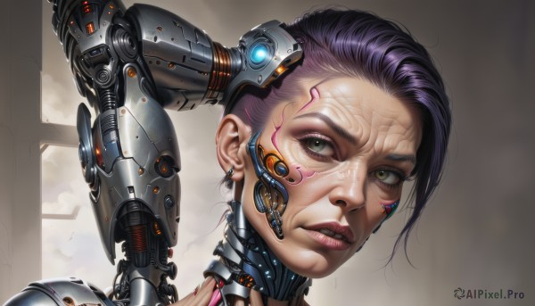 A majestic image of a cyborg in dynamic scene