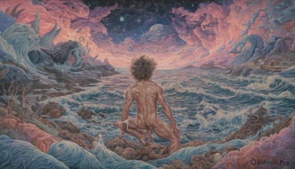 A stunning portrayal of a male in a calm outdoors