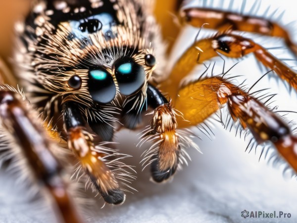 solo,looking at viewer,open mouth,blue eyes,teeth,blurry,pokemon (creature),no humans,depth of field,glowing,animal,from above,bug,glowing eyes,claws,monster,motion blur,kaijuu,full body,outdoors,wings,snow,blurry foreground,realistic,branch