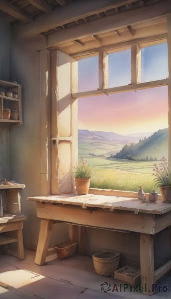 A indoors in the heart of a majestic sunset day