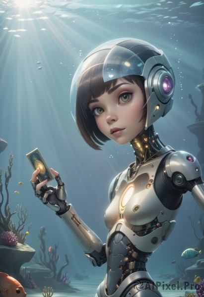The charm of a cyborg in a bold sunlight