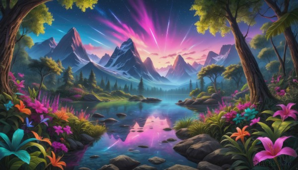An iconic landscape framed by a bold sunset outdoors