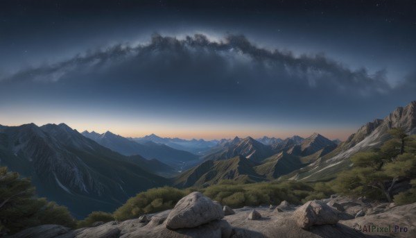 A landscape in a picturesque sunset outdoors