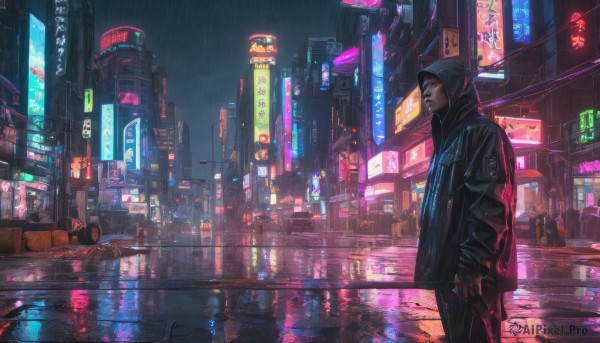 A breathtaking rainy outdoors featuring a male