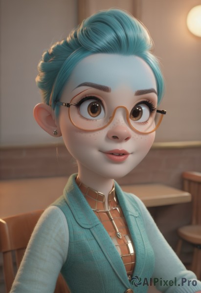 A female portrayed in a vivid dynamic scene