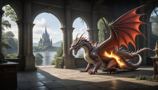 A delightful capture of a dragon within fiery day