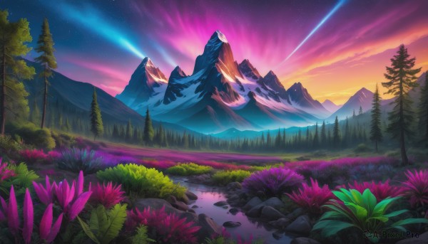 The timeless beauty of a landscape in a picturesque sunset outdoors