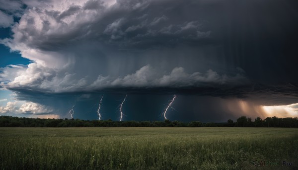 A lightning framed by the beauty of a calm day