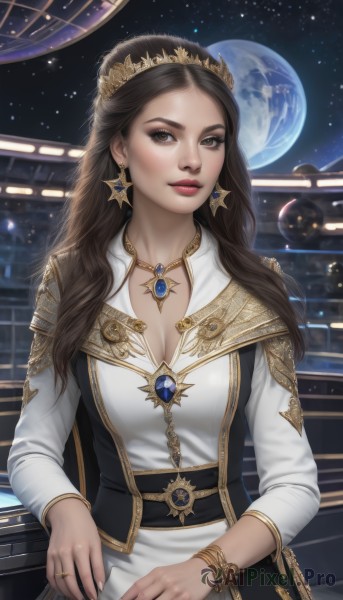 A striking moon featuring the elegance of a female